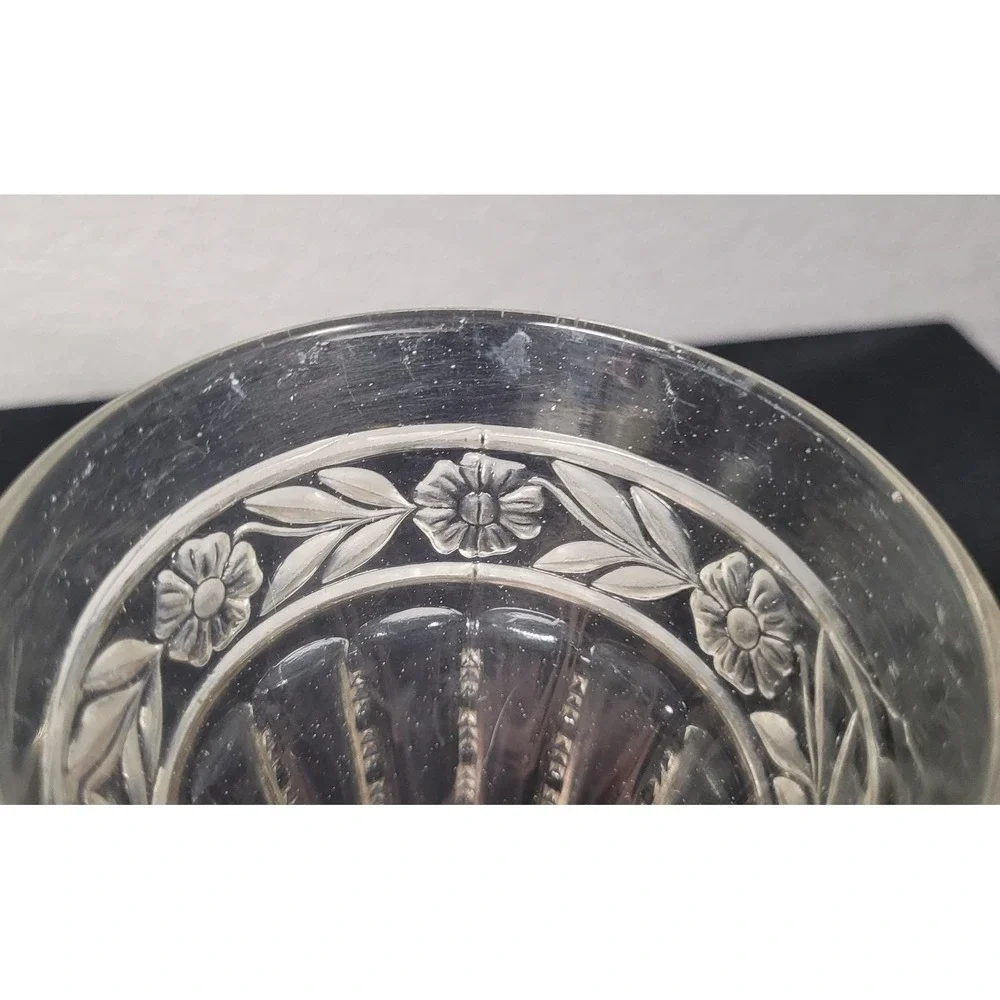 Vintage 1950s Textured Pressed Glass Goblet Style Vase 6-7 inch Tall (Lot of 2)